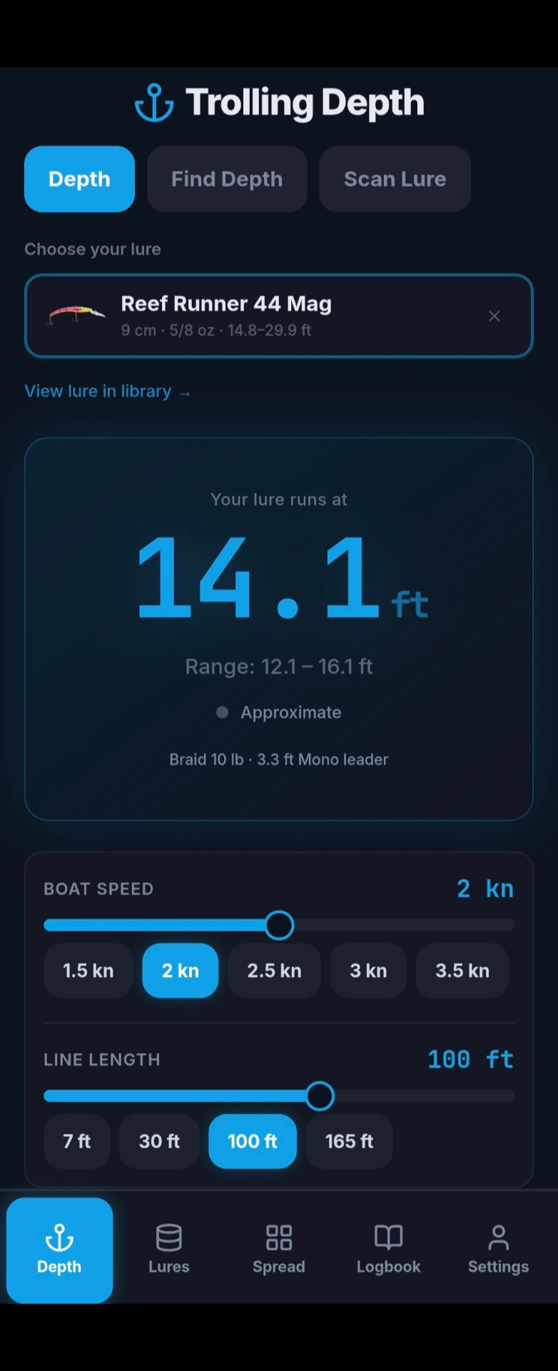 Instant depth calculation